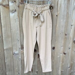 Revamped Size S Beige Tie-Waist Joggers